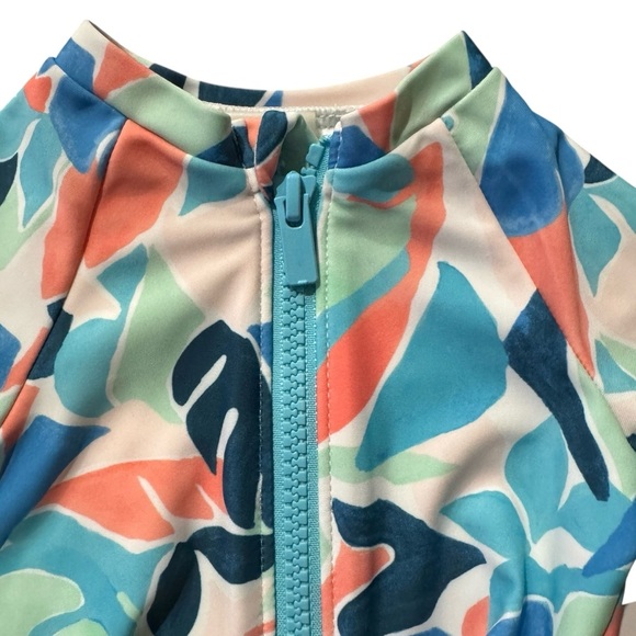 Old Navy Baby Girls Zip Front  Rashguard One-Piece Swimsuit Size 0-3 M UPF 50 - Picture 6 of 8